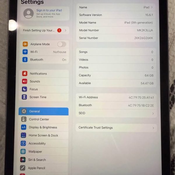 iPad 9th generation. 64gb
