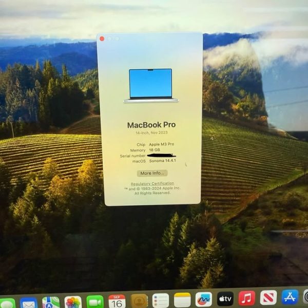 14” Macbook Pro, M3 Pro chip - 18gb ram, 512gb SSD w/ Applecare till 2027