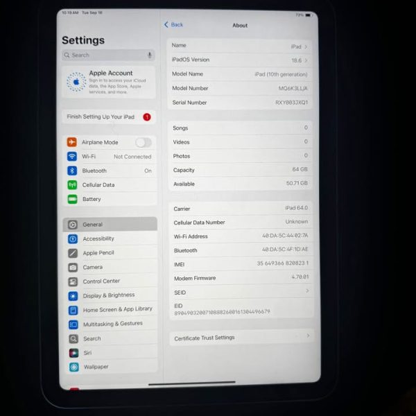 iPad 10th Gen 64GB Cellular