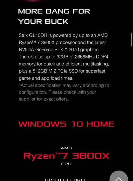 Asus Rog Strix GL10DH Gaming PC