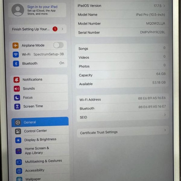 iPad Pro 10.5 inch WIFI only 64GB