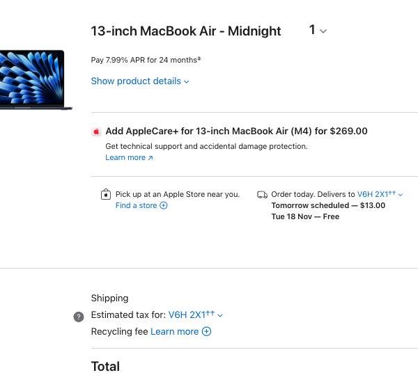 BNIB Apple Macbook Air 13 inch M4 2025 Midnight 256GB