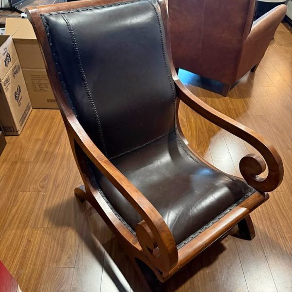 Wood and Leather Accent Chair.