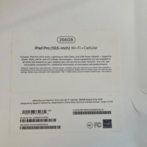 Apple Ipad Pro (10.5-inch) A1701 256 Gb, Wi-fi + 4g, 10.5 In - Space Gray