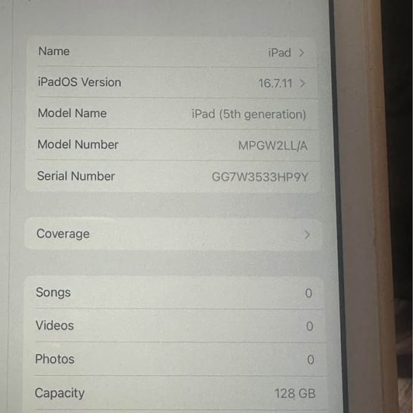 iPad WiFi 128GB Gold 5th gen