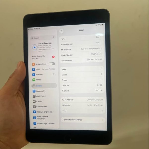 iPad mini 5th gen 64gb grey WiFi only