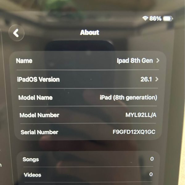 iPad Gen 8th 32gb iPadOS 26