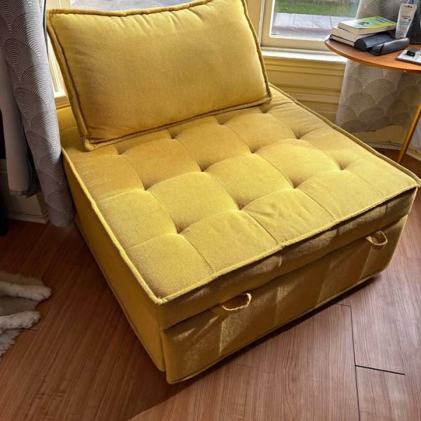 Yellow Ottoman sleeper chair