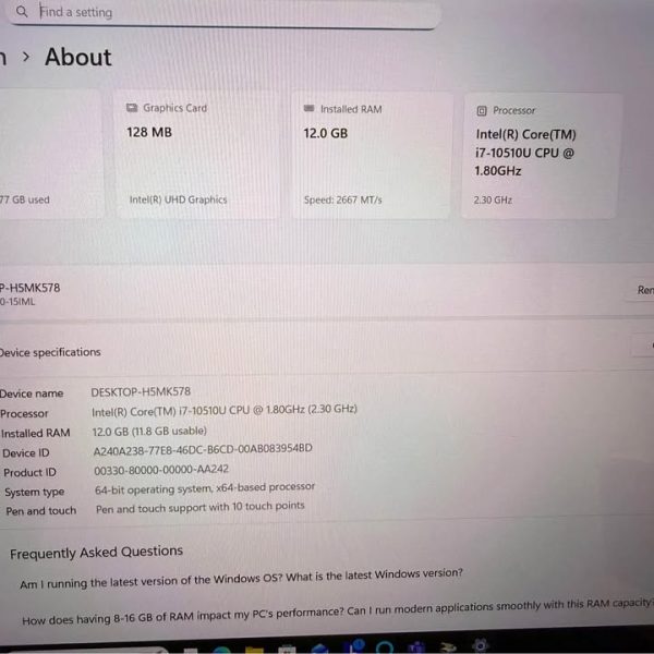 LENOVO YOGA LAPTOP i7, 512GB SSD, 12GB RAM TOUCH SCREEN
