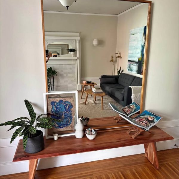 Solid Wood Angled Leg Bench Brown