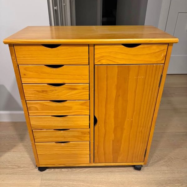 Wooden Rolling Craft Cart