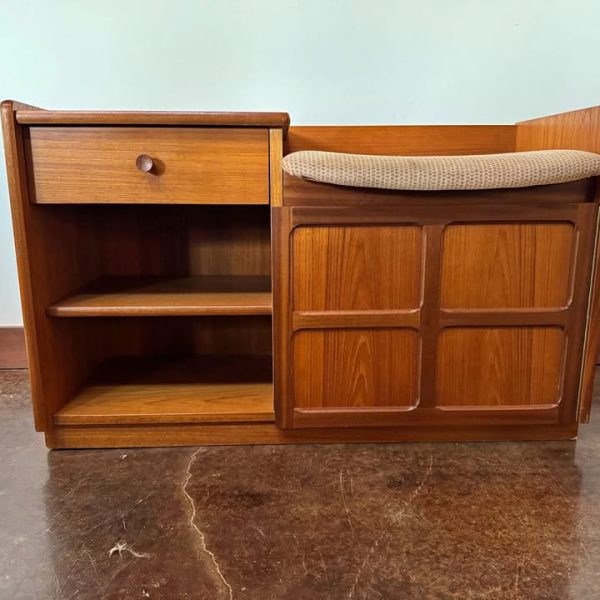 Nathan Mid-Century Vintage Teak Telephone Table with Drawer & Seat