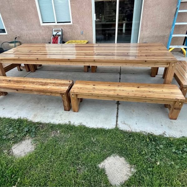 Wood Table w/ Benches