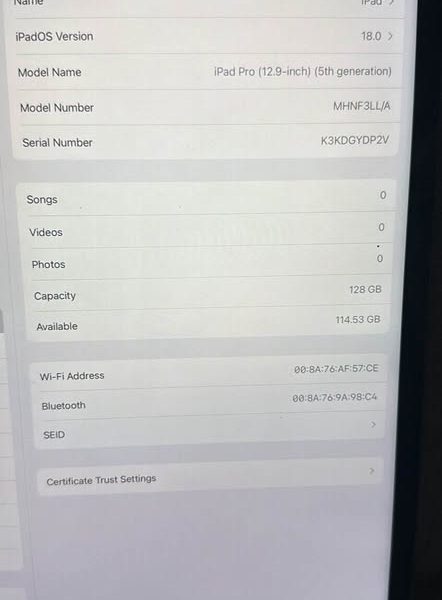 iPad Pro 12.9inch 5th 128GB M2 unlock