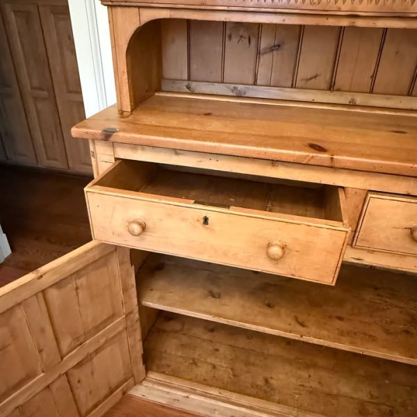 Antique Oak Wood China Cabinet Hutch