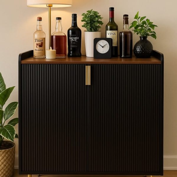 Brown Buffet Cabinet Bar Cart