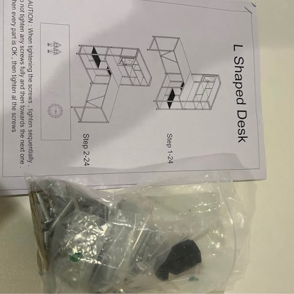 White L shaped desk tons of extra storage