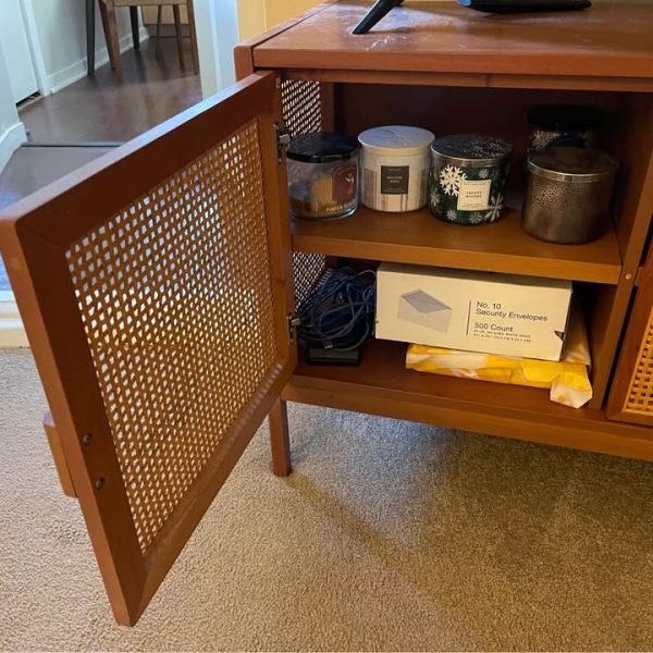 Wicker cabinet storage